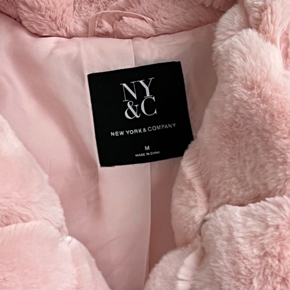 NYCO Pink Faux Fur Coat Quilted Embellished Jacket Barbie Bling Medium - Picture 14 of 14